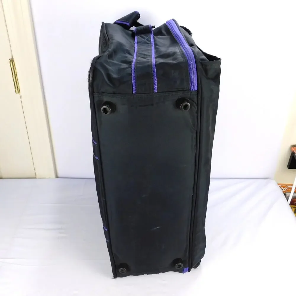 Vintage Members Only Duffel Bag Black Purple Nylon Travel Gym Weekend Bag